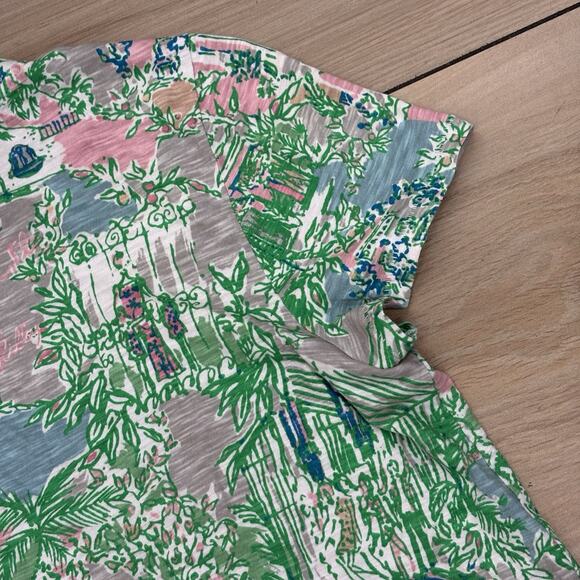 Lilly Pulitzer Etta Women’s Large Short Sleep V Neck T Shirt Palm Beach Pattern - Picture 12 of 15